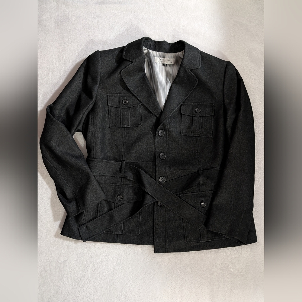 Tahari Jacket, Black Color, Size 14W, Multiple Pockets, Great For All Occasions